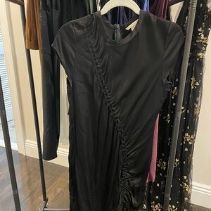 H&M Black Long Sleeve Ruched Dress